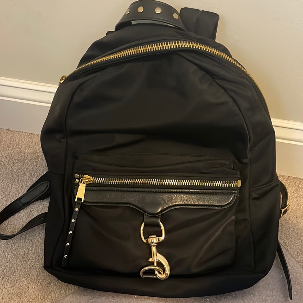 Like New Rebecca Minkoff black nylon and leather backpack